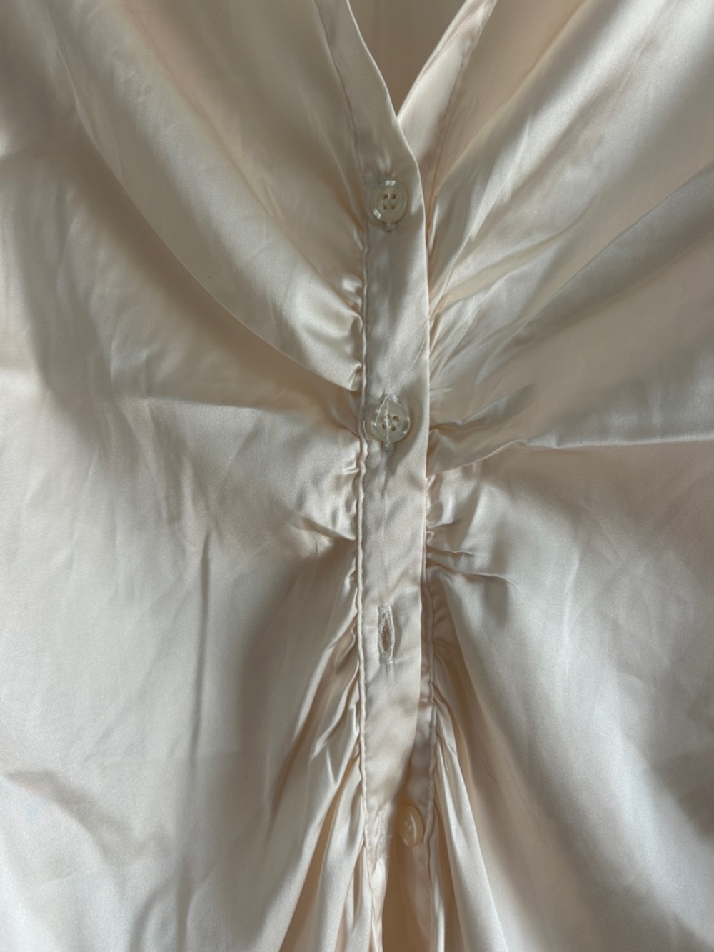 Love Tree Cream Ruched Button-Down Shirt - Picture 3 of 4